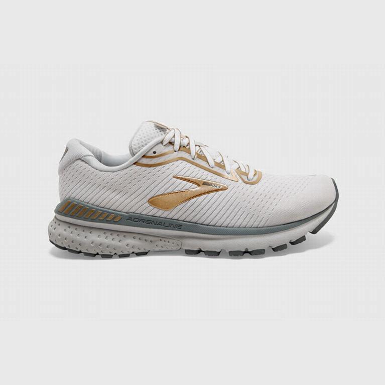 Brooks Adrenaline Gts 20 Israel - Women's Road Running Shoes - White/Gold/Grey (50746-OCKT)